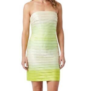 Carmen Marc Valvo Ombre Green White Y2K Sleeveless Mini Dress size 8 NEW Tags